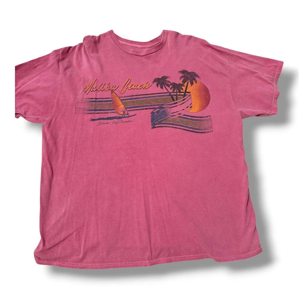 Urban Outfitters Oversized Malibu Beach Graphic T-Shirt Pink Size L/XL
